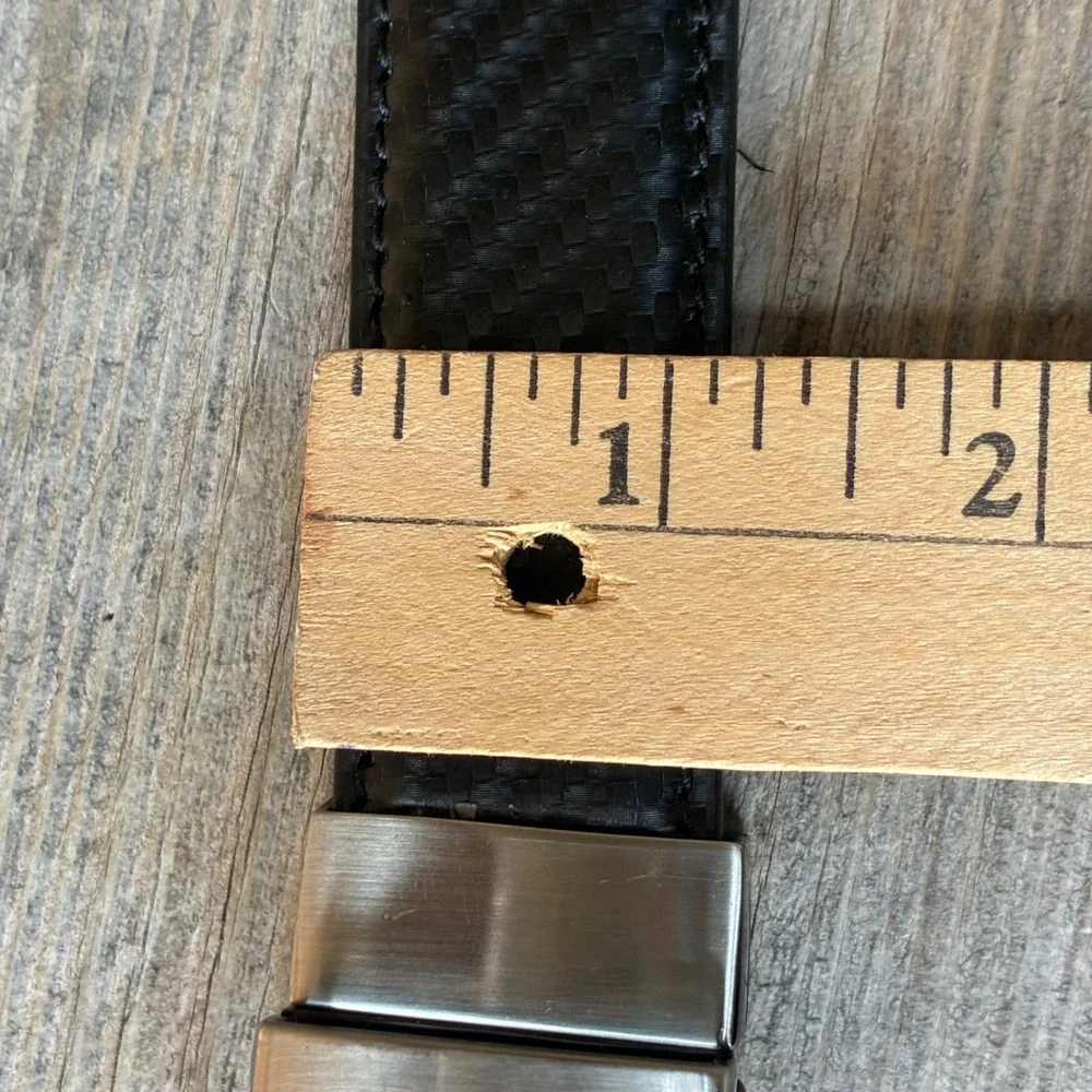 Men's Reversible Belt L 45 Black Carbon Fiber Cognac Brown Gunmetal BucklE